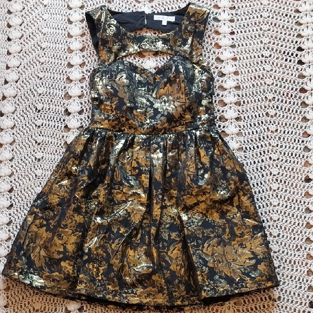 Rare London Elegant Black and Gold Dress
